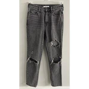 Pacsun Size 23 Womens Mom Jeans Black Distressed Cotton Mid Rise